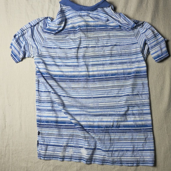 Tommy Bahama Blue White Striped Golf Short Sleeve Casual Polo Men's Size XLarge - Picture 13 of 16
